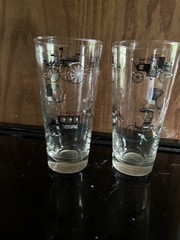 Libbey Vintage Black & Gold 1950’s “Horseless Carriage” Glasses and Bowls EUC
