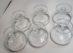 Set of 6 Vintage MCM Silver Rimmed Stemmed Short White Wine Glasses Dessert Dish
