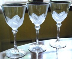 Vtg Set 3 FLORENCE Cristal d’Arques-Durand WATER GOBLETS GLASSES Frosted Petals