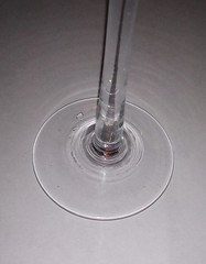 One Vintage Long Stem Ruby Red & Clear Glass Cordial, Aperitif, Cocktail 7″