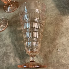 1930S Hazel Atlas Glass Beehive Pattern In Pink Tall Iced Tea Tumbler Lot Four