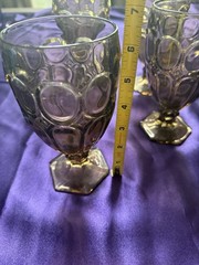 Vintage Fostoria Moonstone Water Iced Tea Goblets Taupe Brown Stemmed Glassware