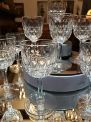 12 Wine Cordial glasses American Brilliant period cut Glass crystal Oval & Split