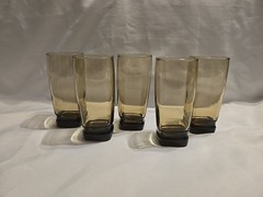 Set Of 5 VTG Carrington Smoke By Libbey 6 1/4″ Coolers (Tumbler)