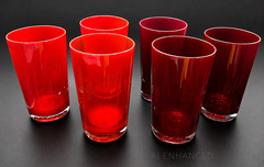 Scarlet Ruby and Dark Red Mouth Blown Glasses from China – Set of 6