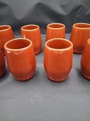 Set of 8: Vintage Lancers Terra Cotta Wine Cups, Brown Glaze, 1970s, Ceramic Mug