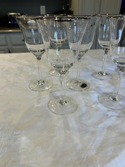 Set Of 7 Lenox Maywood Platinum Trim Water Goblets 7.5 Inches Tall 3 3/4 Dia