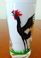 *FEDERAL GLASS (1) HAND PAINTED CROWING ROOSTER 5 ¼” TUMBLER/GLASS-#2-B66&87-E
