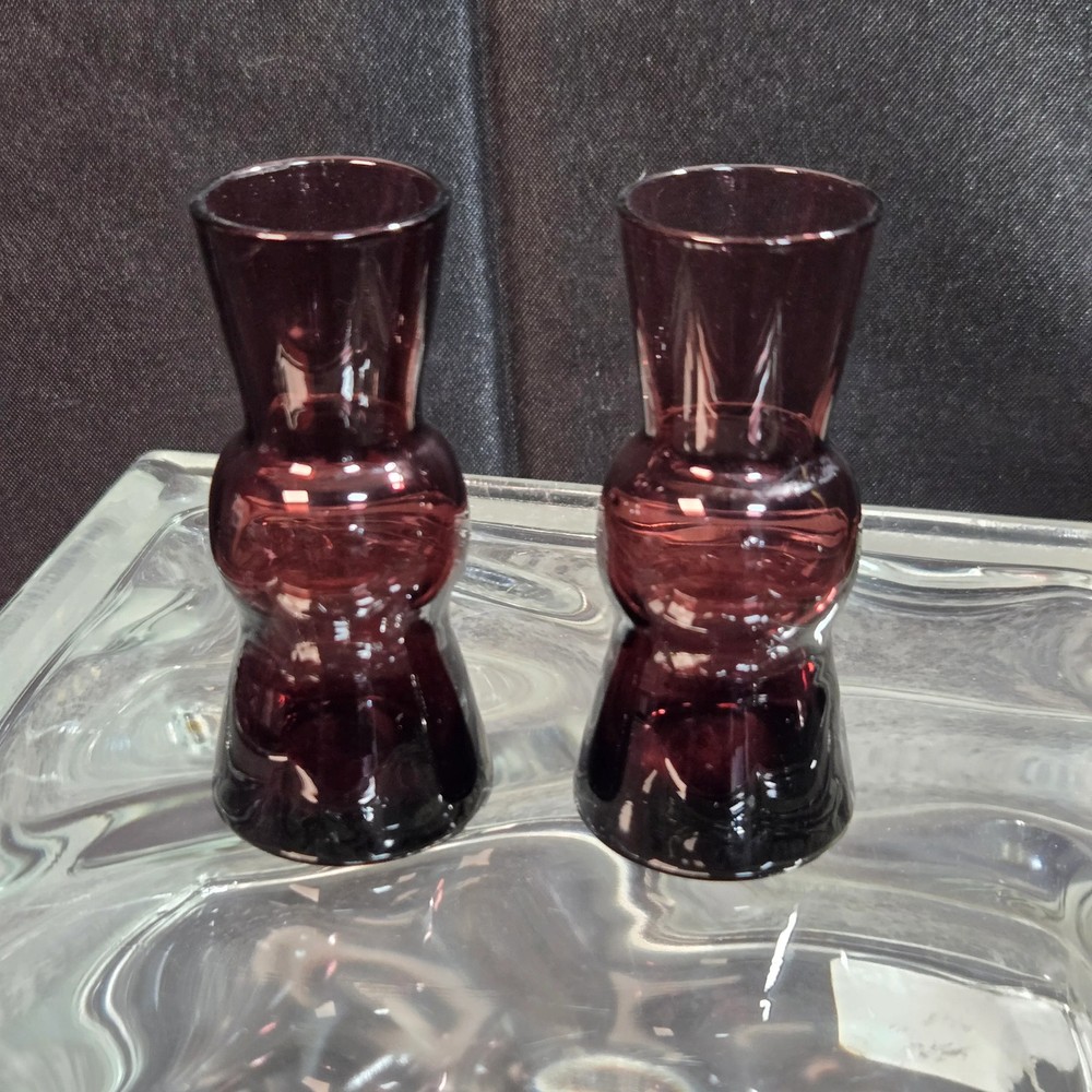 Vintage Amethyst Purple Hour Glass Cordial Glasses Set of 2 Made in Japan