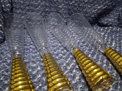 Vintage Gold Screw 10″ Solid Bottom Champagne Flutes Set of 4