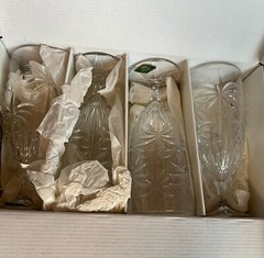 Set of 4 Shannon Crystal SOUTH BEACH by Godinger Glasses 13oz Palm Trees