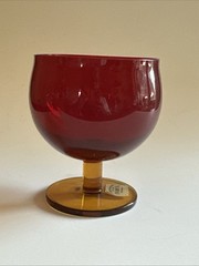 Vtg Block Capers Hearthstone Crystal Ruby Red Amber Wine Glass Snifter