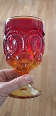 Vtg Moon And Star Amberina Goblets Set Of 4 Water Glasses By L.E. Smith Glass 6″