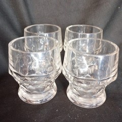 Set Of 4 Anchor Hocking Georgian Clear Glasses Honeycomb 4″ Whiskey Juice Glass