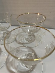 Set Of 7 Homer Laughlin Queen Esther Cocktail Stemmed Glasses