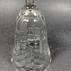Crystal Tea Glasses Clear Glass Etched Cut Footed Paneled Optic Floral Lot of 8