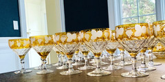 72-Piece Bohemian Crystal Water, Champs, Bowl & Plate Set w/Grapevine Motif