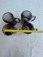 Set of 4 Vintage Libbey Smoke Gray Optic Swirl Beer Mugs Heavy Glass 5.5″