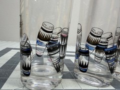 Vintage MCM Gay Fad Atomic Calypso Bongos Set of 3 Glasses 5 1/2″