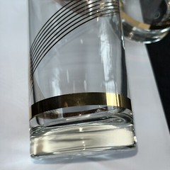 Set 4 Vtg Glasses Culver Tall Highball Tumbler Gold Rings Swirl MCM 60s XL 16 Oz