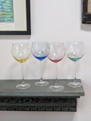 Vintage Lenox Butterfly Meadow Etched Balloon Goblets Set of 4 Different Colors
