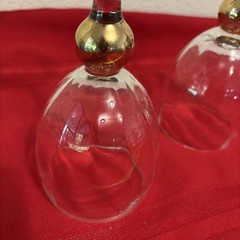 2 Gibson Golden Solitaire Water 12 Oz Goblet Wine 24K Optic Glass Steam 8.5″ Vtg