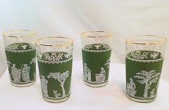 Wedgwood Jasperware Jeanette Hellenic Green barware old fashioned/juice glass 4″