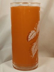 Vintage Salmon Pink & Blue Pastel Frosted White Leaf Glasses Tumblers (6)
