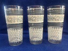 Qty 3 – Vintage Jeanette Glass Patrician Tumblers, Blue and White, 1950s