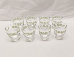 8 Pyrex Green Gooseberry Juice Glasses