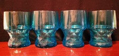 Vintage Anchor Hocking Capri Blue Georgian Honeycomb 4” Juice Tumbler Set – RARE