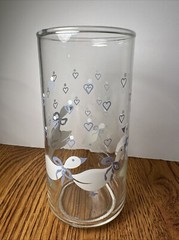 2 Vtg Libbey Drinking Glasses Country White Goose Geese Duck Blue Ribbon Bow