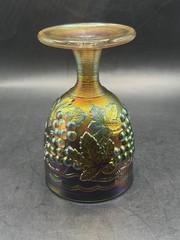 Vintage MCM 1960’s Imperial Grape Iridescent Carnival Glass Wine Water Goblet