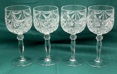 SET(4) VTG Kobe Crystal Diamond Cut 7 oz Wine Goblets W.Germany 6.75″H