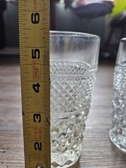 2 vintage Anchor Hocking Wexford iced tea tumbler glasses diamond cut pressed