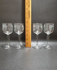 Glastonbury Lotus 66-2 Cordial Glasses, Clear Glass 4PC Etched Floral Dot & Swag