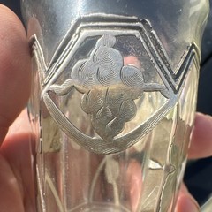 Shot Glass Silver Grape Leaf stamped Sterling