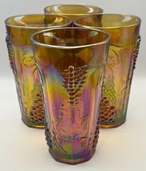 Indiana Glass Gold Iridescent Carnival 5.75″ Tumblers Set of Four | Vintage MCM