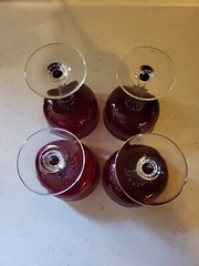 VTG 4 Pc. Colony Saturn Ruby Red 5.5″ Twisted Stem-Cocktail Goblets. Pre-owned