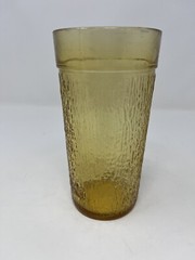 Kerr Tumbler Drinking Glass Amber Tree Bark Pattern 16oz Vintage 6”