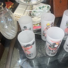 Vintage Gay Fad Studios Frosted Painted Collins Glasses