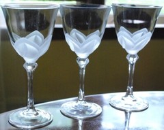Vtg Set 3 FLORENCE Cristal d’Arques-Durand WATER GOBLETS GLASSES Frosted Petals