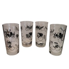 1950s Mid-Century «Carriage» Glassware Libbey Curio Collection Set of 4 Glasses