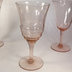 Vintage Pink Depression Glass Stemware 5 Piece Mix &Match Wine Champagne Glasses