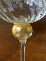 UNION STREET GLASS MANHATTAN GOLD Bordeaux Wine Glass Goblet Signed 11 AVAILABLE