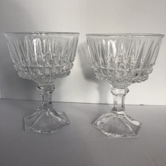 Vintage Fosteria Heritage Crystal Champagne Sherbert Clear Glasses 5″ Set of 2