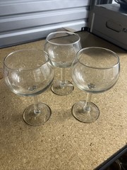 Set of 3 Wine Glasses, Antique Large Glasses, Tall And Wide Size