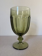 Vintage Libby Duratuff Gibralter Olive Green Goblet Glass