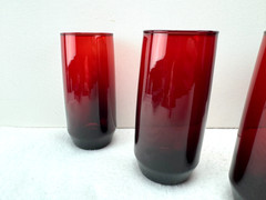 Set of 6 Anchor Hocking Royal Ruby Red Drinking Glasses Tumblers 6″ Tall