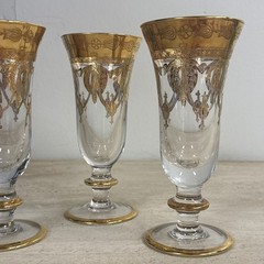 Interglass Italy 24k Gold Drinking Glasses 7.5” Set of 3